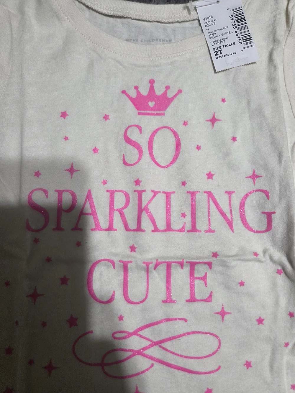The Children's Place Long Sleeve Tee with Pink Sparkle Graphic